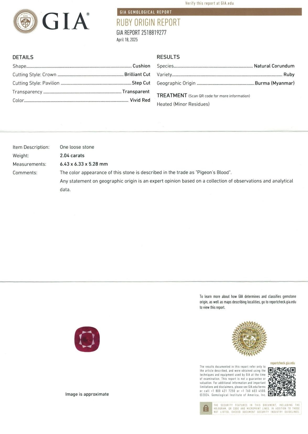 4.09 Ct Pair GIA certificate Natural Burma Ruby Pigeon Blood Color Gemstone For Sale 2