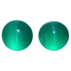 Collection 10.08Ct Zwei GIA Zertifikate Natürliches Paar Smaragd Cat'Eye Lebendiges Grün