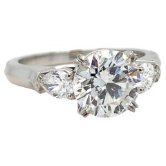 Used GIA Certified 2 Ctw Harry Winston Engagement Diamond Ring Platinum Three Stone