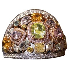 Cluster Fancy Color Diamond Multi Color, 13 GIA-Zertifikate, Pink, Blau, Gelb