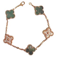 Van Cleef & Arpels Vintage Alhambra Mother of Pearl Diamonds Rose Gold Bracelet