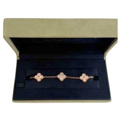 Van Cleef & Arpels Vintage Alhambra Mother of Pearl Diamonds Rose Gold Bracelet