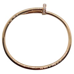 Cartier Juste un Clou Classic Diamond Nail 18K Rose Gold Bangle Bracelet Size 17