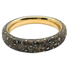 Pomellato Iconica Grey Silver Champagne Brown Diamonds Rose Gold Bangle Bracelet