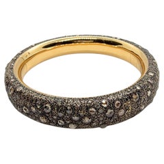 Pomellato Iconica Grey Silver Champagne Brown Diamonds Rose Gold Bangle Bracelet