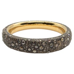 Pomellato Iconica Grey Silver Champagne Brown Diamonds Rose Gold Bangle Bracelet