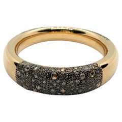 Pomellato Iconica Grey Silver Champagne Brown Diamonds Rose Gold Bangle Bracelet