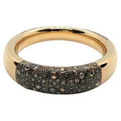 Pomellato Iconica Grey Silver Champagne Brown Diamonds Rose Gold Bangle Bracelet