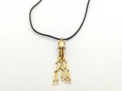 Cartier Panthere 18K Yellow Gold Drop Pendant Necklace with Black Cord Tassel
