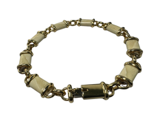 Van Cleef & Arpels Vintage Carved Bone Ivory 18K Yellow Gold Bracelet