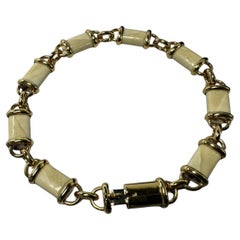 Van Cleef & Arpels Vintage Carved Bone Ivory 18K Yellow Gold Bracelet