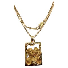 Carrera y Carrera Adam & Eve Lovers Diamond 18K Yellow Gold Pendant Necklace