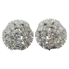 Boucheron Diamond Round & Baguette 18K White Gold Vintage Statement Earrings