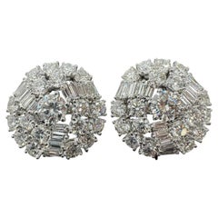 Boucheron Diamond Round & Baguette 18K White Gold Vintage Statement Earrings