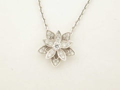 Van Cleef & Arpels Lotus Snowflake Diamond 18K White Gold Pendant Necklace