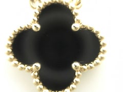 Van Cleef & Arpels Vintage Alhambra Black Onyx 18K Yellow Gold Pendant Necklace