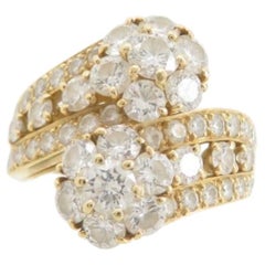 Anello Van Cleef & Arpels Vintage Snowflake con doppio fiore in diamanti e oro 18 carati