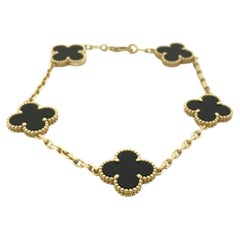 Van Cleef & Arpels Vintage Alhambra Black Onyx 18K Yellow Gold Bracelet