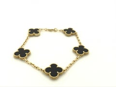 Van Cleef & Arpels Vintage Alhambra Black Onyx 18K Yellow Gold Bracelet