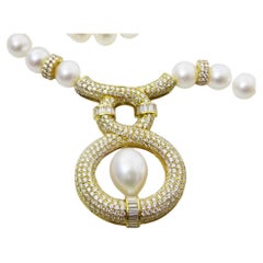 Specially designed Akoya Pearl . 18 karat Gold and Diamond Necklace by Yvel