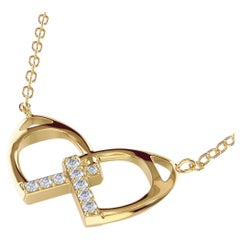 18K Yellow Gold Forever Linked Horse Stirrup Equestrian Necklace