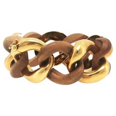 Vintage-Armband von Seaman Schepps aus 18-karätigem Gold und Holz mit Kettengliedern