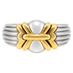 Vintage Bulgari 18K Yellow Gold & Stainless Steel Cuff Bracelet