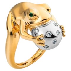 Boucheron 18K Gold Diamond & Tsavorite Frog Ring