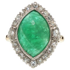 Bague en or 14 carats sertie d'une émeraude et de diamants, certifiée par le GIA