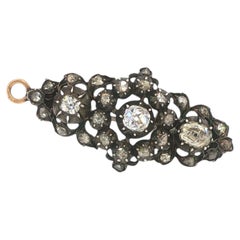 Victorian Gold & Silver Antique Diamond Floral Pendant Brooch