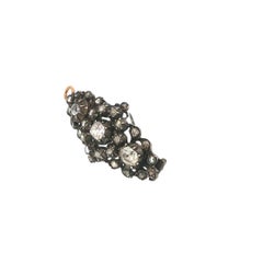 Victorian Gold & Silver Antique Diamond Floral Pendant Brooch