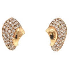18K Gold Pave Diamond Scroll Earrings