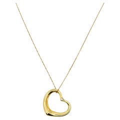 Tiffany & Co 18K Gold Elsa Perreti Diamonds Heart Pendant Necklace