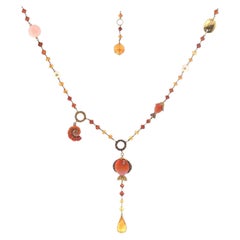 Valente 18K Gold Pearl Yellow Diamond Enamel Necklace