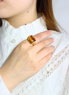 Vintage-Ring „Metropolis“ von Bvlgari aus 18-karätigem Gold mit Citrin