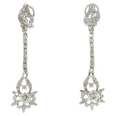 18K White Gold 2.04 Carat Diamond Articulated Pendant Earrings