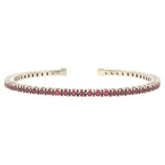 14K White Gold 2.75 Carat Ruby Flexible Cuff Tennis Bracelet