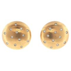 Italian ALS 14K Gold 0.78 Carat Diamond Disc Earrings