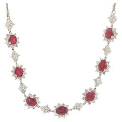 Platinum 6.30 Carat Ruby & 6.70 Carat Diamond Expandable Bracelet