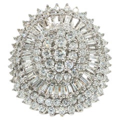 14K Gold 4.89 Carat Diamond Baguette Cluster Cocktail Ring