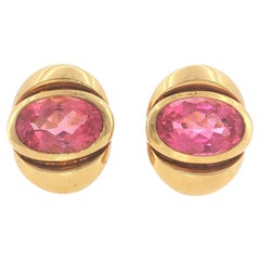 Marina B. 18K Gold Oval Pink Tourmaline Earrings