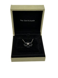 Van Cleef & Arpels 18K White Gold Onyx & Diamond Floral Pendant Necklace