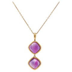 Collana vintage degli anni ’80 con pendente a goccia in ametista di Van Cleef & Arpels