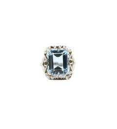 Vintage 14K White Gold Aquamarine Ring