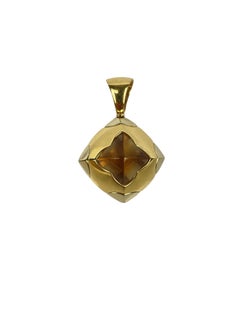 Vintage Bvlgari Pyramid 18K Gold Citrine Pendant