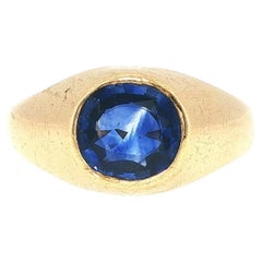 GIA Certified Ceylon Sapphire 14K Gold Gypsy Ring