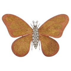 Vintage 18K Gold Diamond Butterfly Brooch