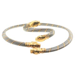 Set vintage Cartier Pantera composto da collana a girocollo e bracciale in oro 18 carati e acciaio