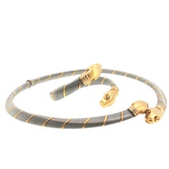 Set vintage Cartier Pantera composto da collana a girocollo e bracciale in oro 18 carati e acciaio