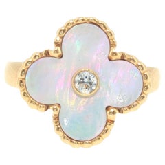 VCA 18K Gold Alhambra Pearl Diamond Ring